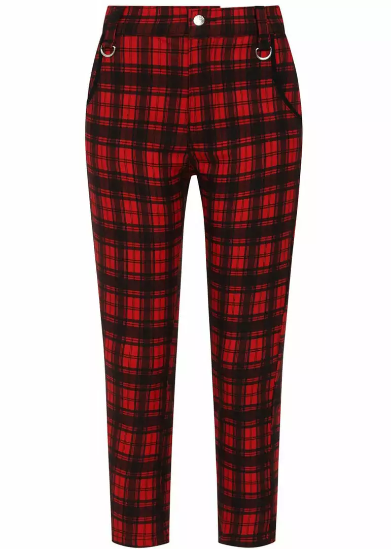 New In Banned Blackwell Tartan 60's Trousers Red 3 New In Banned Blackwell Tartan 60's Trousers Red