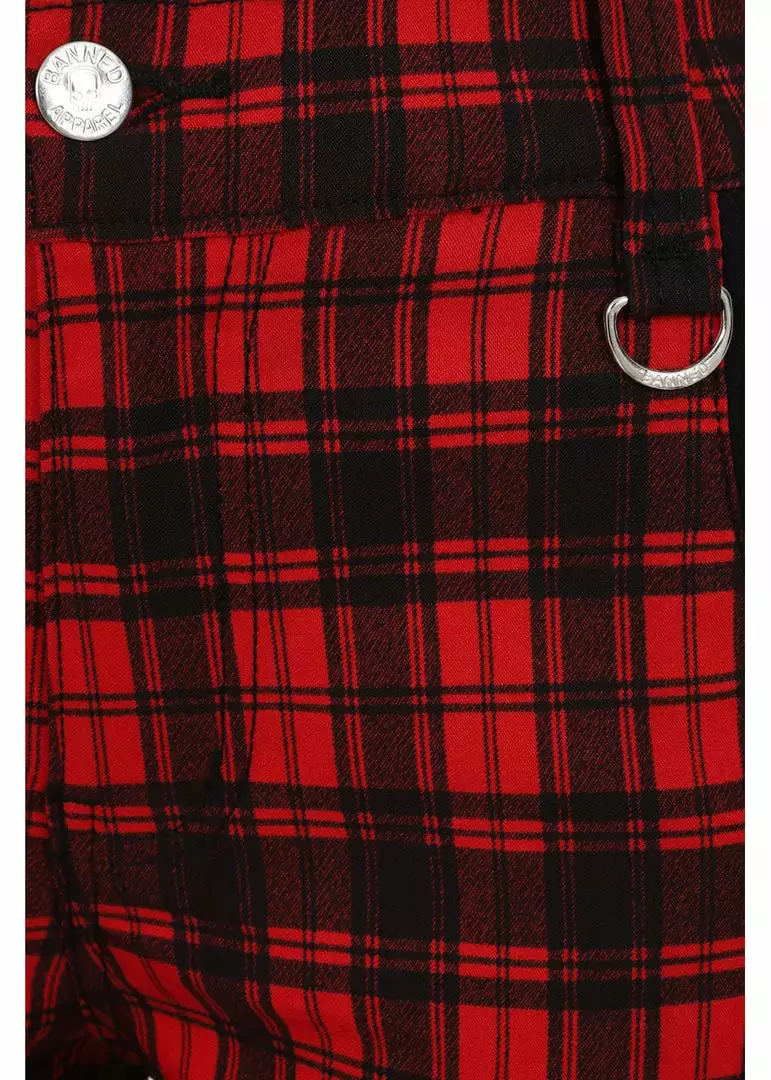 New In Banned Blackwell Tartan 60's Trousers Red 5 New In Banned Blackwell Tartan 60's Trousers Red
