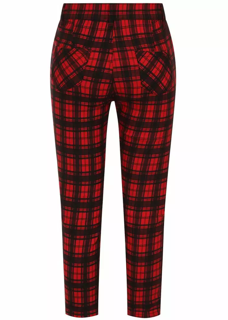 New In Banned Blackwell Tartan 60's Trousers Red 6 New In Banned Blackwell Tartan 60's Trousers Red