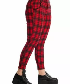 New In Banned Blackwell Tartan 60's Trousers Red
