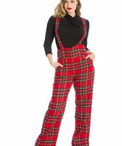 New In Banned Tartan 40's Trousers Red