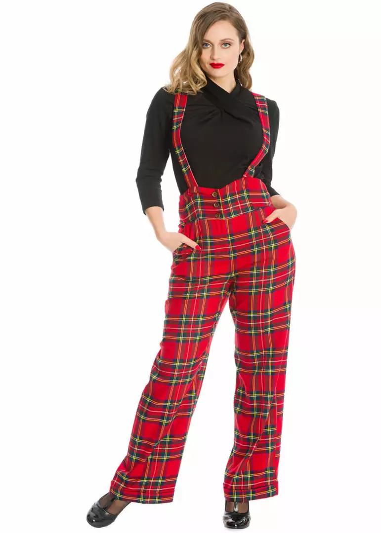 New In Banned Tartan 40's Trousers Red 3 New In Banned Tartan 40's Trousers Red