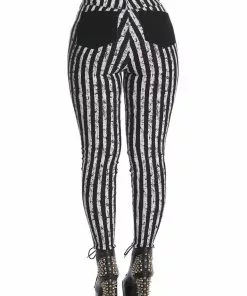 New In Banned Spooky Nightwalks Trousers Black White