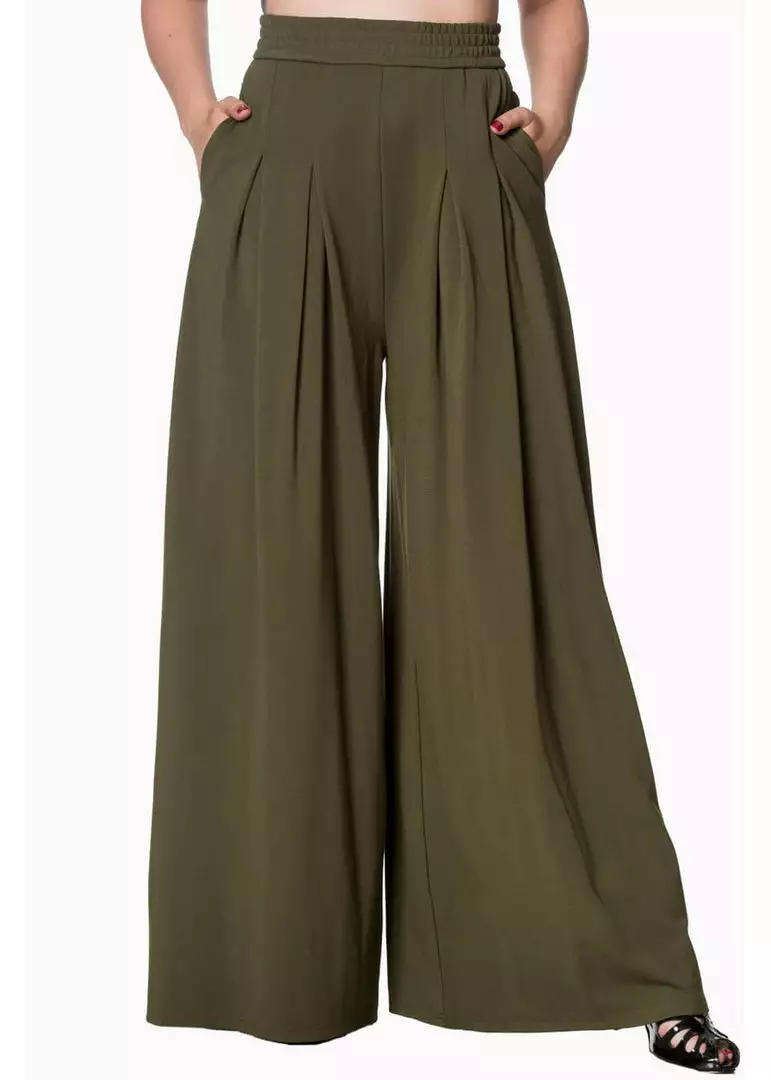 Banned Indiana 70's Palazzo Trousers Green New In 3 Banned Indiana 70's Palazzo Trousers Green New In