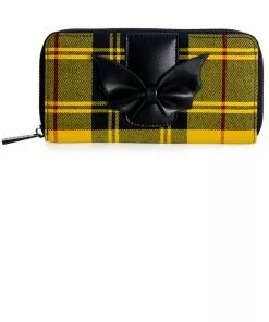New In Banned Krampus Tartan Skull Wallet Yellow