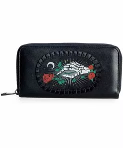 Banned Ishtar Skeleton Rose Wallet Black