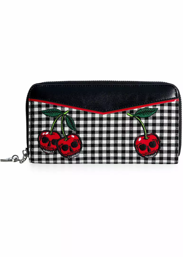 Banned Rockabilly Cherry 50's Wallet Black New In 3 Banned Rockabilly Cherry 50's Wallet Black New In