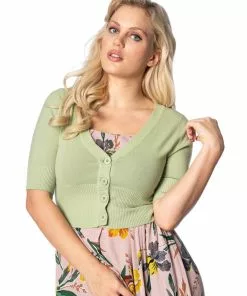 New In Banned Overload 50's Cardigan Olive Green