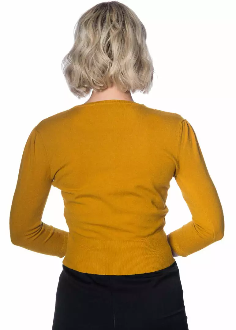 Banned Cat Scallop Collar 40's Cardigan Mustard 4 Banned Cat Scallop Collar 40's Cardigan Mustard