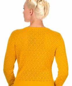 Banned Watch Out Teardrop 40's Cardigan Mustard New In 6 Banned Watch Out Teardrop 40's Cardigan Mustard New In