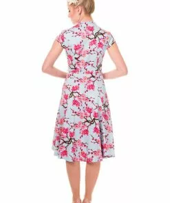 Banned Last Dance Blossom 50's Swing Dress Blue New In