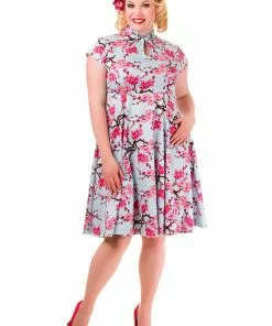 Banned Last Dance Blossom 50's Swing Dress Blue New In