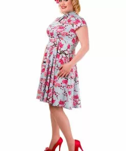 Banned Last Dance Blossom 50's Swing Dress Blue New In