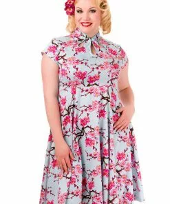 Banned Last Dance Blossom 50's Swing Dress Blue New In