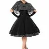 New In Belsira Salon Polkadot 50's Swing Dress With Cape