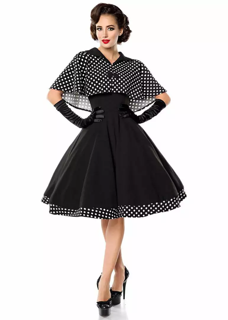 New In Belsira Salon Polkadot 50's Swing Dress With Cape 3 New In Belsira Salon Polkadot 50's Swing Dress With Cape