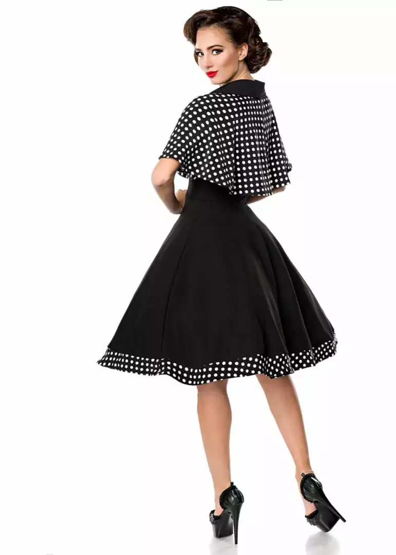 New In Belsira Salon Polkadot 50's Swing Dress With Cape 6 New In Belsira Salon Polkadot 50's Swing Dress With Cape