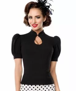 New In Belsira Sophia Peekaboo 40's Top Black