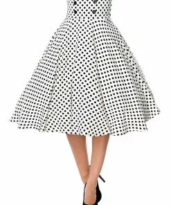 Belsira Paris Polkadot 50's Swing Skirt White Black New In