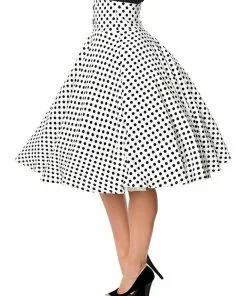 Belsira Paris Polkadot 50's Swing Skirt White Black New In