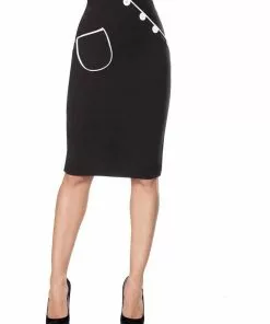 New In Belsira Saigon 40's Pencil Skirt Black White
