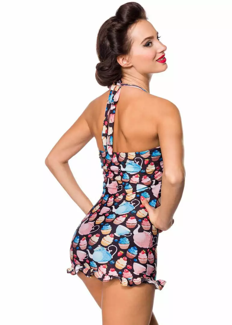 New In Belsira Molly Teacups 50's Bathingsuit Black Pink 5 New In Belsira Molly Teacups 50's Bathingsuit Black Pink