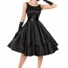 New In Belsira Audrey Satin 50's Swing Dress Black 2 New In Belsira Audrey Satin 50's Swing Dress Black