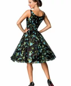New In Belsira Lauren 50's Swing Dress Black Blue