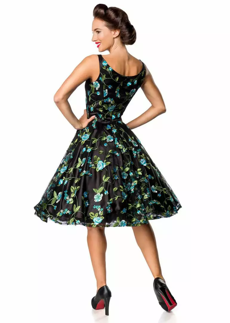 New In Belsira Lauren 50's Swing Dress Black Blue 4 New In Belsira Lauren 50's Swing Dress Black Blue