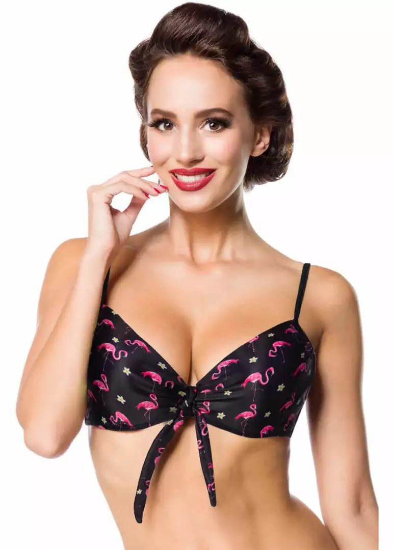 Belsira Summer Flamingo Bikini Top Black New In 3 Belsira Summer Flamingo Bikini Top Black New In