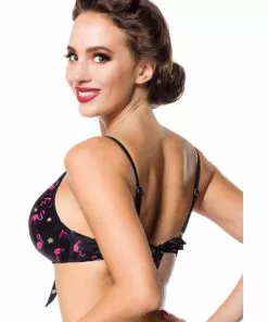 Belsira Summer Flamingo Bikini Top Black New In
