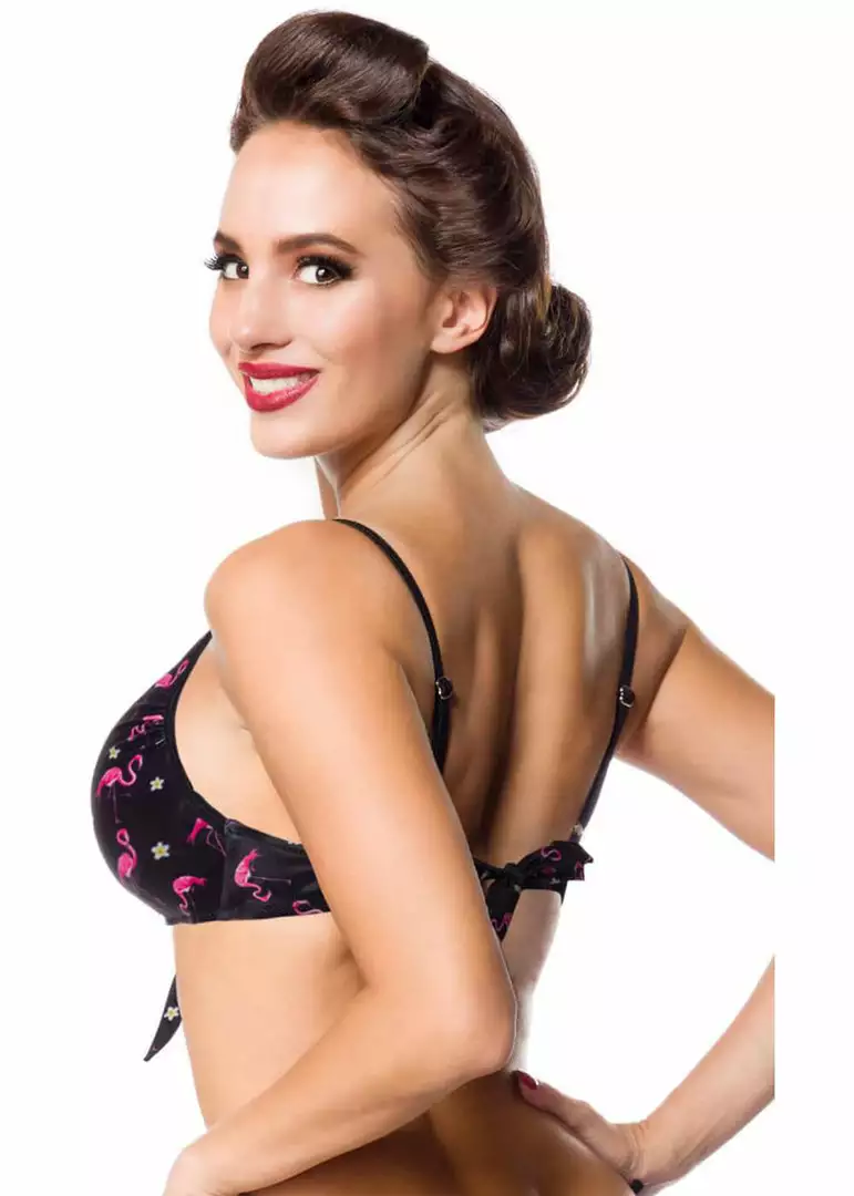 Belsira Summer Flamingo Bikini Top Black New In 4 Belsira Summer Flamingo Bikini Top Black New In