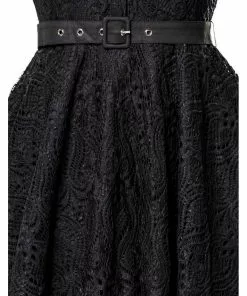 New In Belsira Stella Lace 40's Swing Dress Black