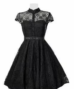 New In Belsira Stella Lace 40's Swing Dress Black
