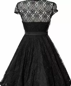 New In Belsira Stella Lace 40's Swing Dress Black