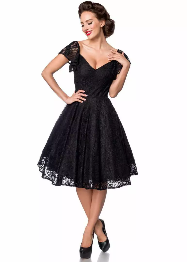 Belsira Beatrice Lace 40's Swing Dress Black New In 3 Belsira Beatrice Lace 40's Swing Dress Black New In