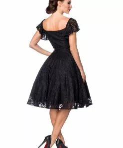 Belsira Beatrice Lace 40's Swing Dress Black New In