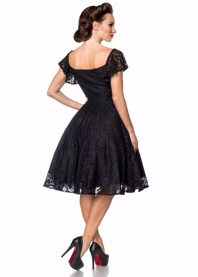 Belsira Beatrice Lace 40's Swing Dress Black New In 4 Belsira Beatrice Lace 40's Swing Dress Black New In