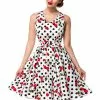 Belsira Eline Polkadot Cherry 50's Swing Dress White