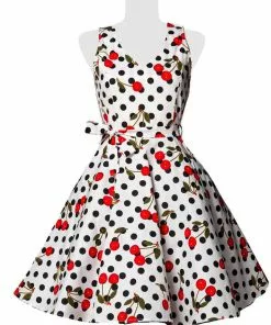 Belsira Eline Polkadot Cherry 50's Swing Dress White