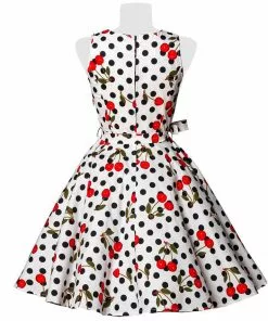 Belsira Eline Polkadot Cherry 50's Swing Dress White