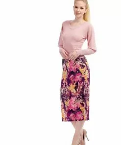 Bright & Beautiful Opal Marble Galaxy 70's Pencil Skirt Multi New In