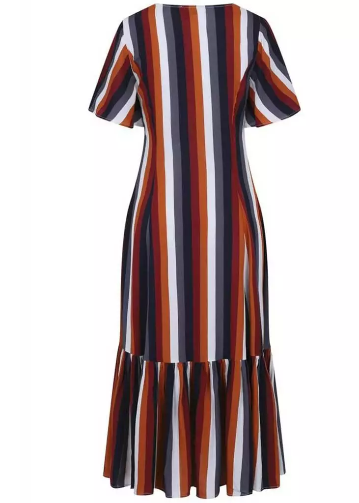 Bright & Beautiful Andy Autumn Striped 70's Dress Multi New In 6 Bright & Beautiful Andy Autumn Striped 70's Dress Multi New In