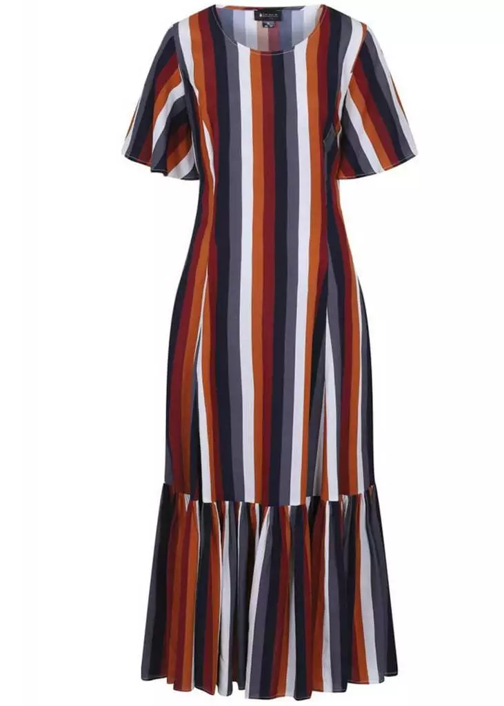 Bright & Beautiful Andy Autumn Striped 70's Dress Multi New In 4 Bright & Beautiful Andy Autumn Striped 70's Dress Multi New In