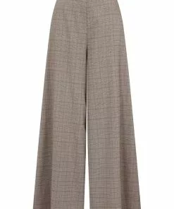 Bright & Beautiful Evelynn Floxlease Check 70's Trousers Brown