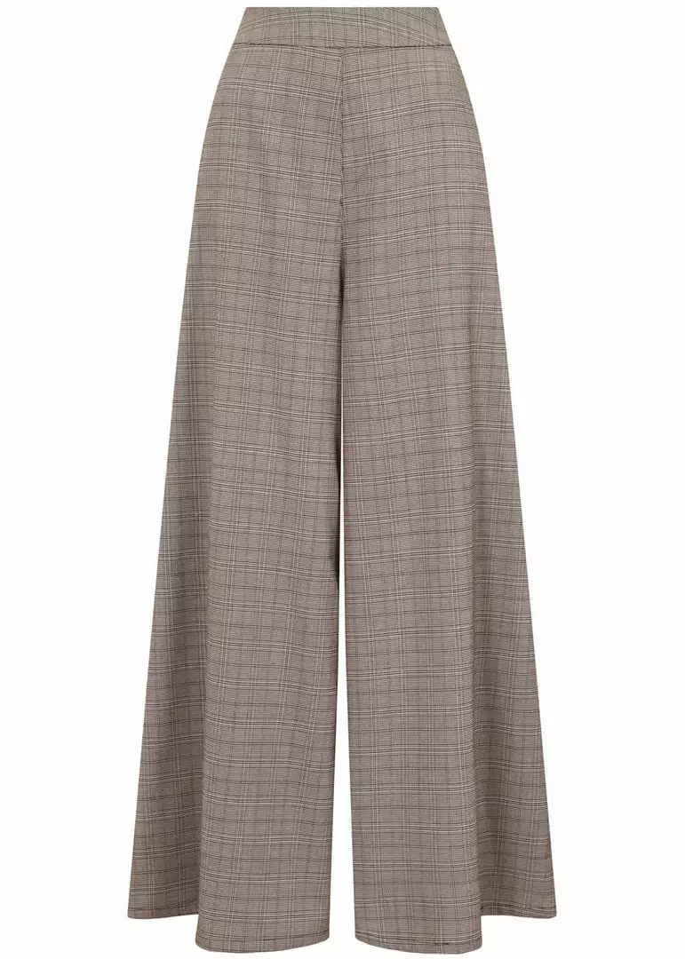 Bright & Beautiful Evelynn Floxlease Check 70's Trousers Brown 3 Bright & Beautiful Evelynn Floxlease Check 70's Trousers Brown