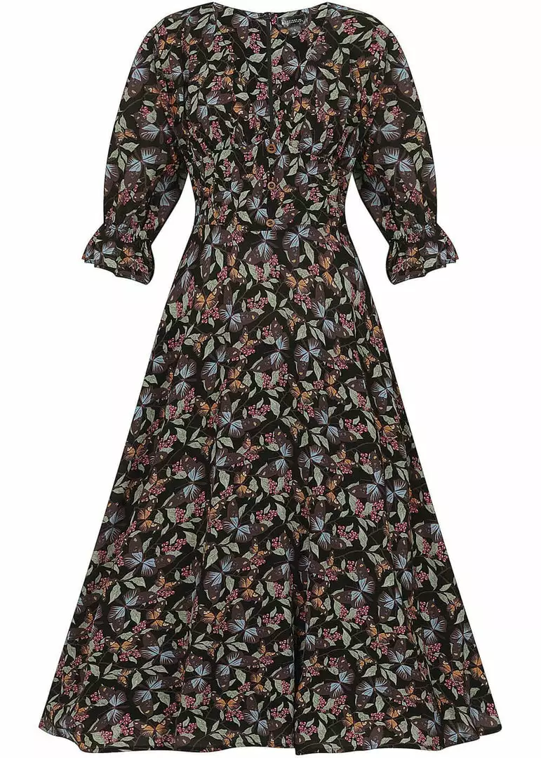 Bright & Beautiful Hayden Woodland Butterfly 70's Dress Black 3 Bright & Beautiful Hayden Woodland Butterfly 70's Dress Black