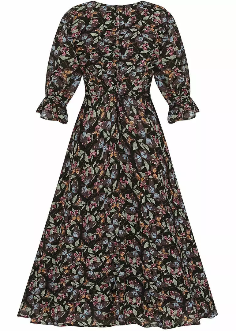 Bright & Beautiful Hayden Woodland Butterfly 70's Dress Black 6 Bright & Beautiful Hayden Woodland Butterfly 70's Dress Black