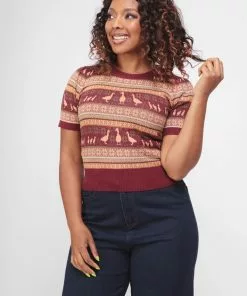 Bright & Beautiful Bella Duck Fair Isle 60's Jumper Brown 10 Bright & Beautiful Bella Duck Fair Isle 60's Jumper Brown