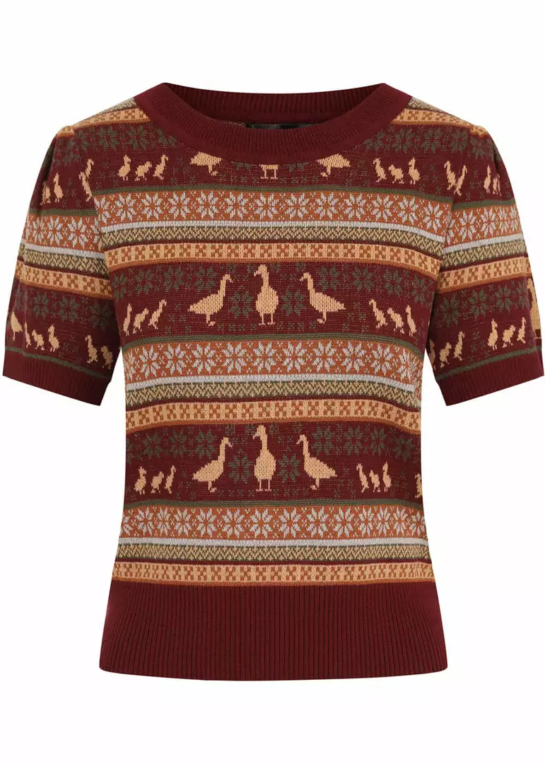 Bright & Beautiful Bella Duck Fair Isle 60's Jumper Brown 3 Bright & Beautiful Bella Duck Fair Isle 60's Jumper Brown